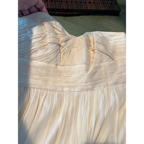 Strapless Cream J.Crew Silk Pleated Cocktail Dress With Sweetheart Neckline Back - Picture 11 of 13